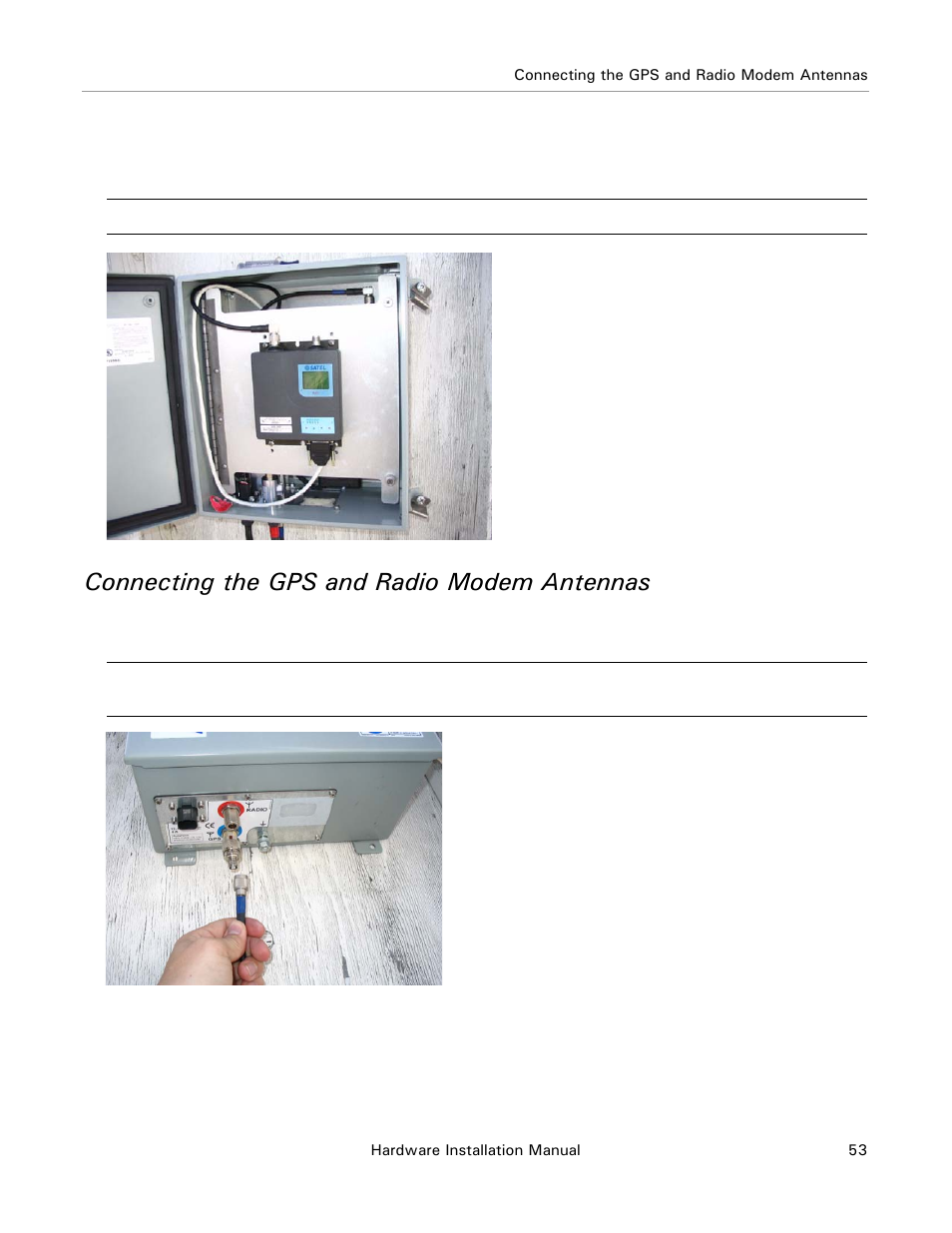 Connecting the gps and radio modem antennas | Ag Leader Base Station Hardware Manual User Manual | Page 55 / 72