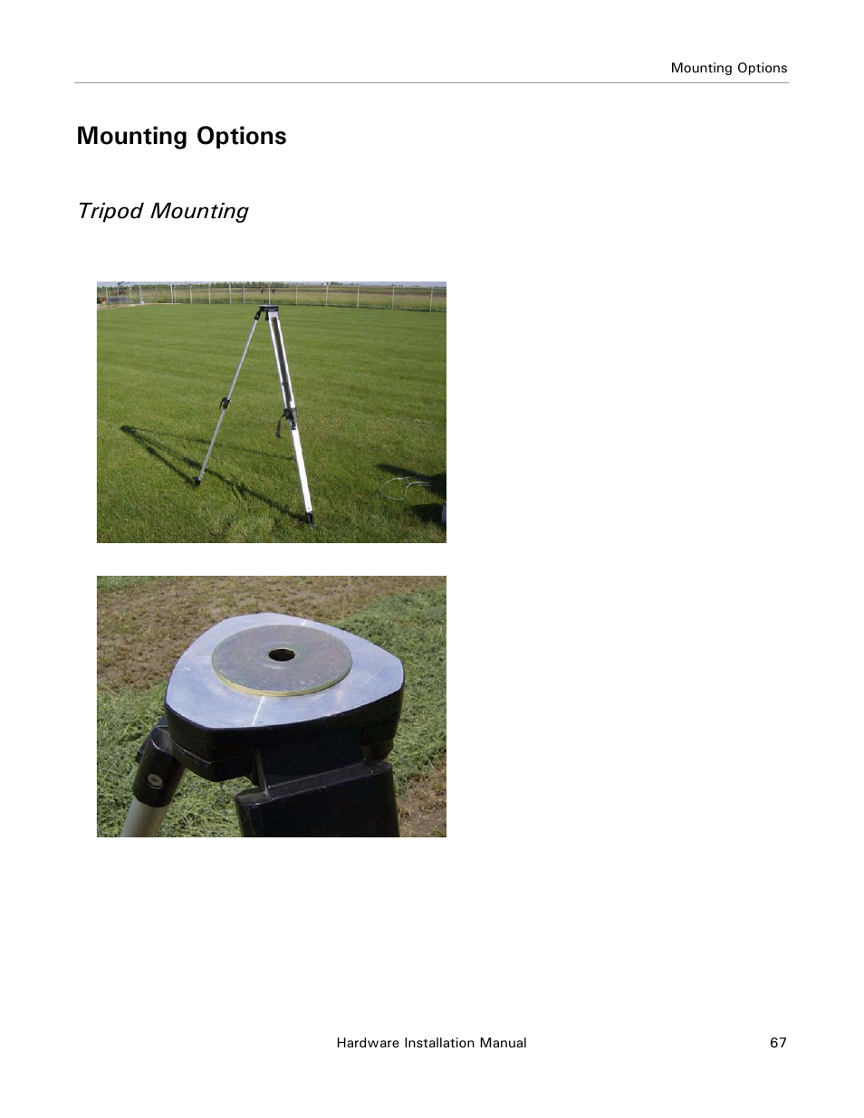 Mounting options, Tripod mounting | Ag Leader Base Station Hardware Manual User Manual | Page 69 / 72