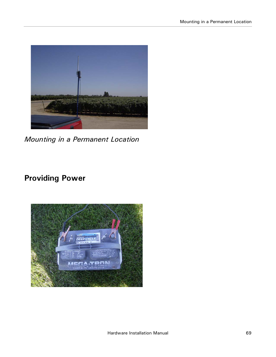 Mounting in a permanent location, Providing power | Ag Leader Base Station Hardware Manual User Manual | Page 71 / 72