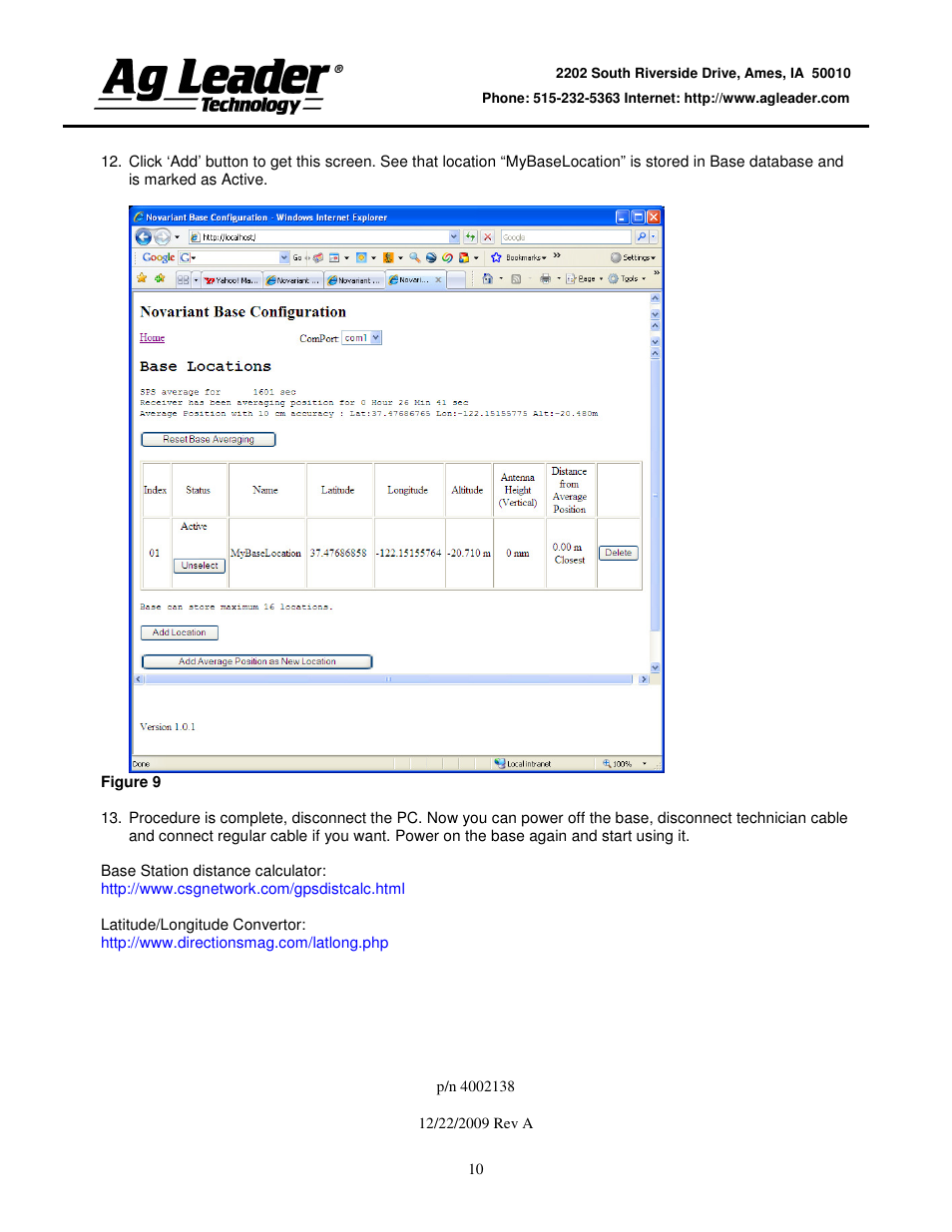 Ag Leader Base Station Configuration and Utilities User Manual | Page 10 / 22