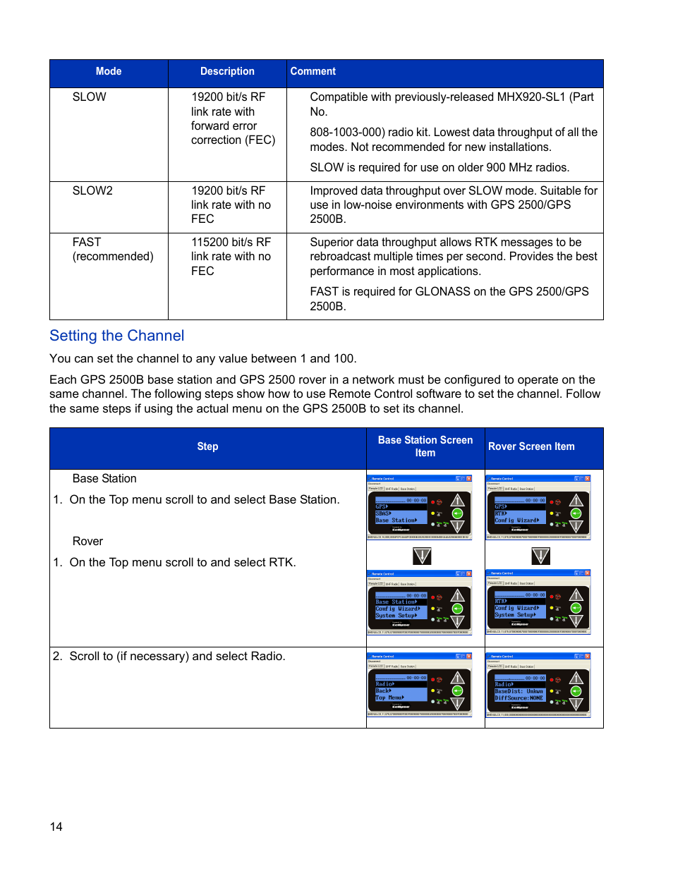 Setting the channel | Ag Leader GPS 2500/2500B Operators Manual User Manual | Page 20 / 46