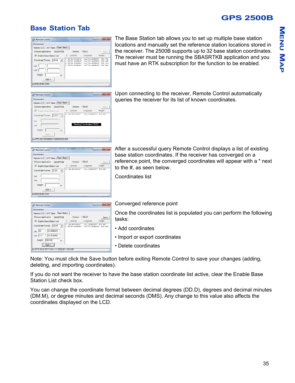 Base station tab | Ag Leader GPS 2500/2500B Operators Manual User Manual | Page 41 / 46