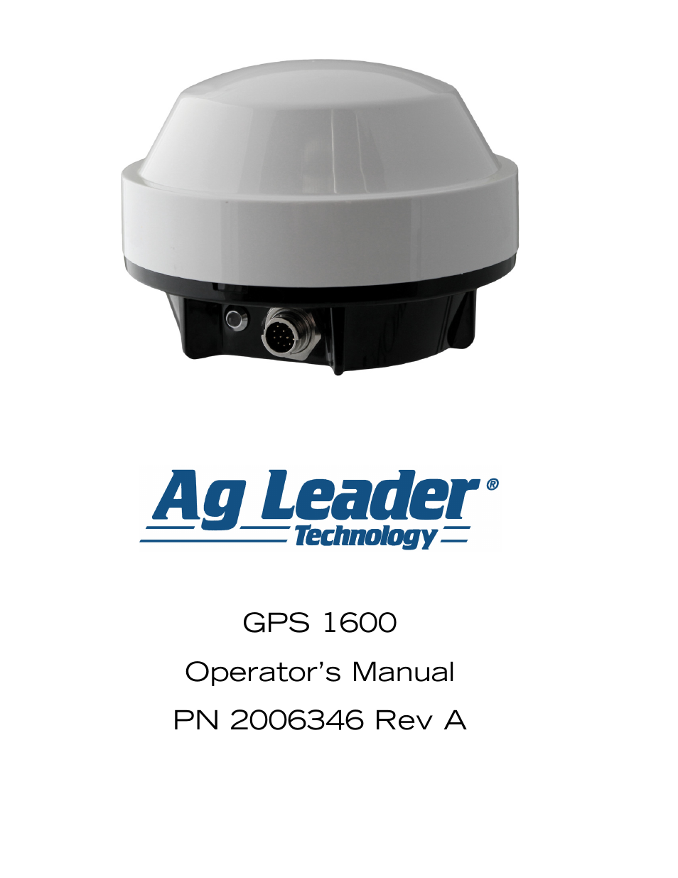 Ag Leader GPS 1600 Operators Manual User Manual | 16 pages