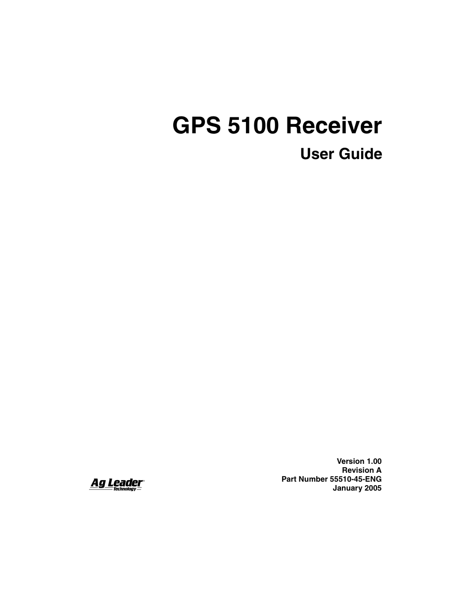 Ag Leader GPS 5100 User Guide User Manual | 74 pages