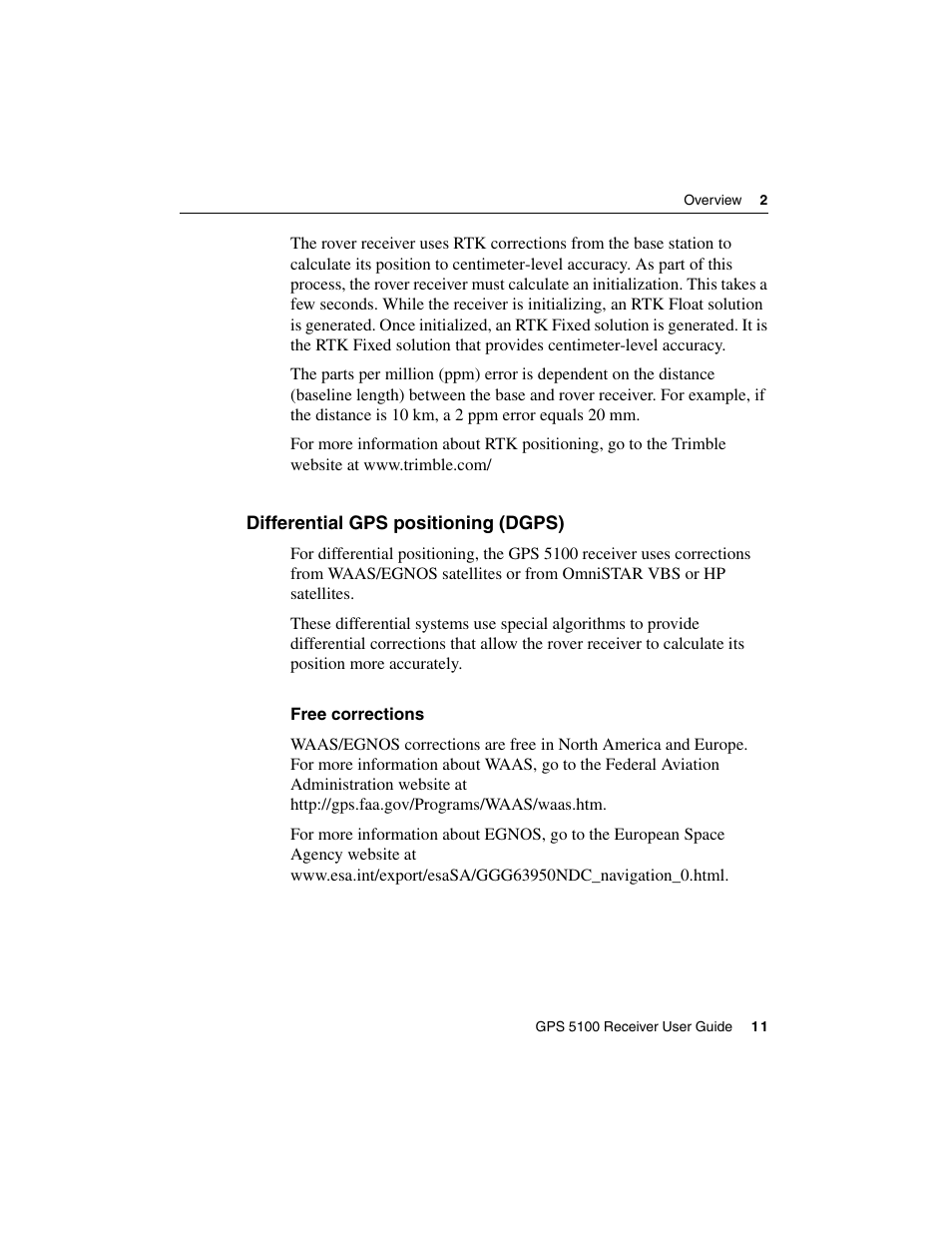 Differential gps positioning (dgps), Free corrections | Ag Leader GPS 5100 User Guide User Manual | Page 17 / 74