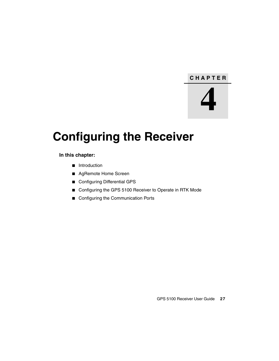 Configuring the receiver | Ag Leader GPS 5100 User Guide User Manual | Page 33 / 74
