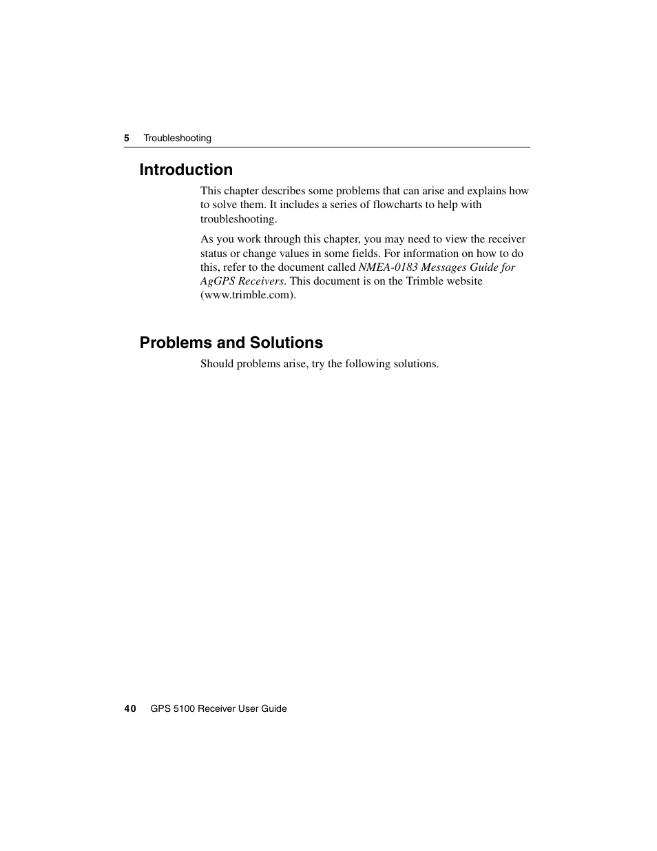 Introduction, Problems and solutions, Introduction problems and solutions | Ag Leader GPS 5100 User Guide User Manual | Page 46 / 74