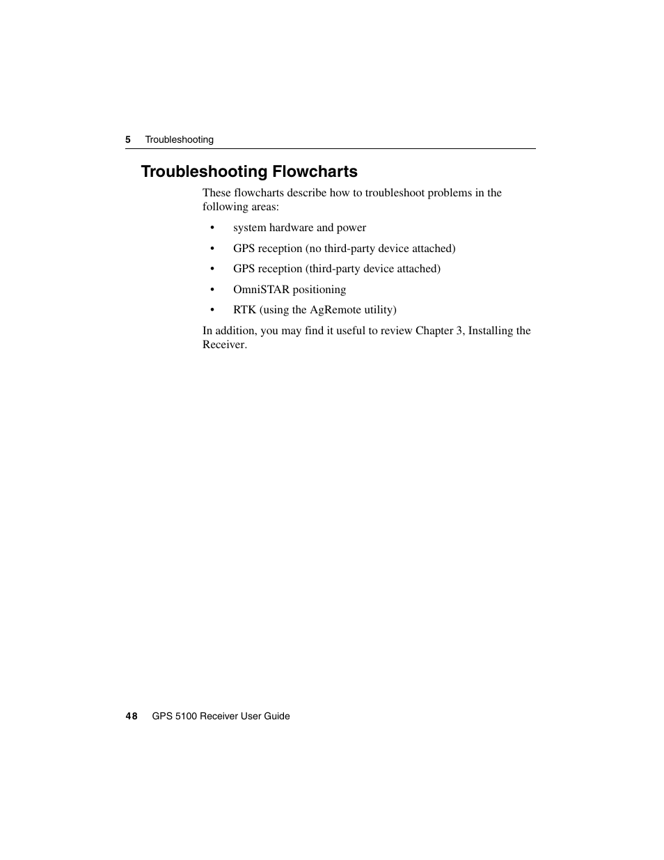 Troubleshooting flowcharts | Ag Leader GPS 5100 User Guide User Manual | Page 54 / 74