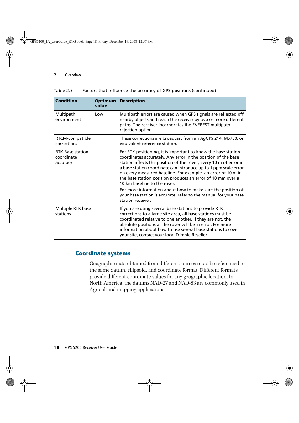 Coordinate systems | Ag Leader GPS 5200 User Guide User Manual | Page 20 / 66