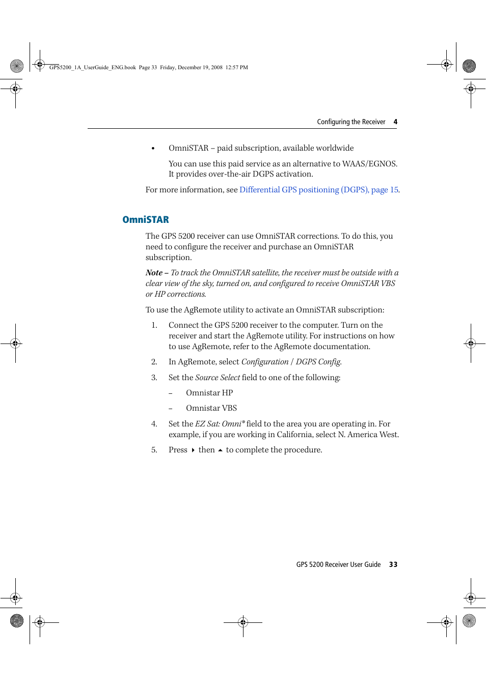 Omnistar | Ag Leader GPS 5200 User Guide User Manual | Page 35 / 66
