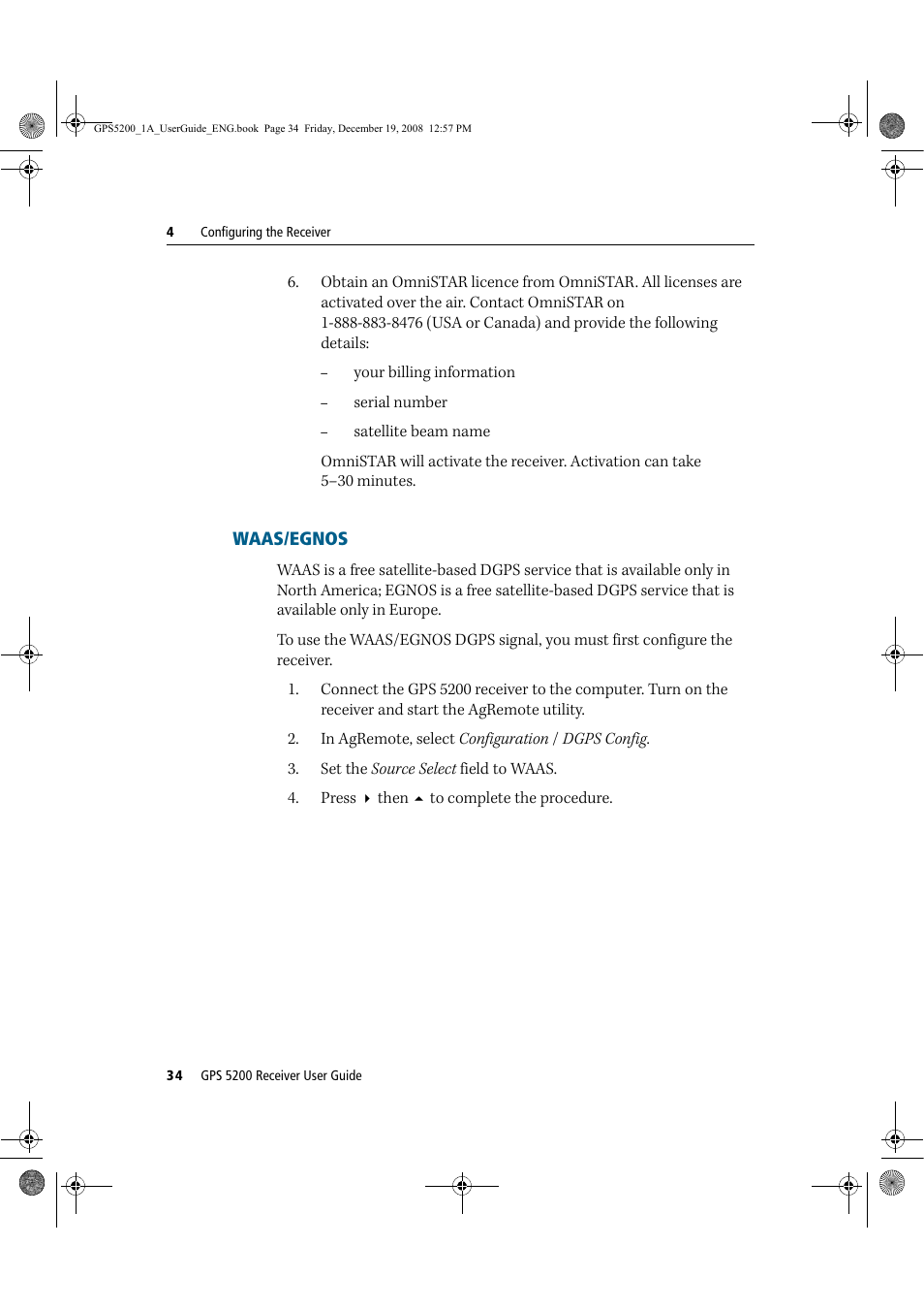 Waas/egnos | Ag Leader GPS 5200 User Guide User Manual | Page 36 / 66
