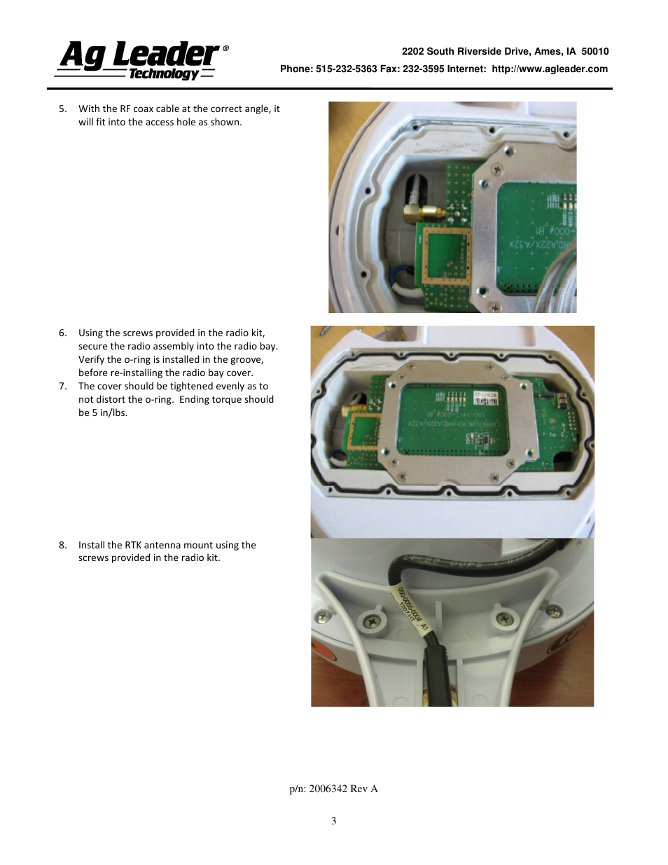 Ag Leader GPS 2500 RTK Radio Installation Instructions User Manual | Page 3 / 4