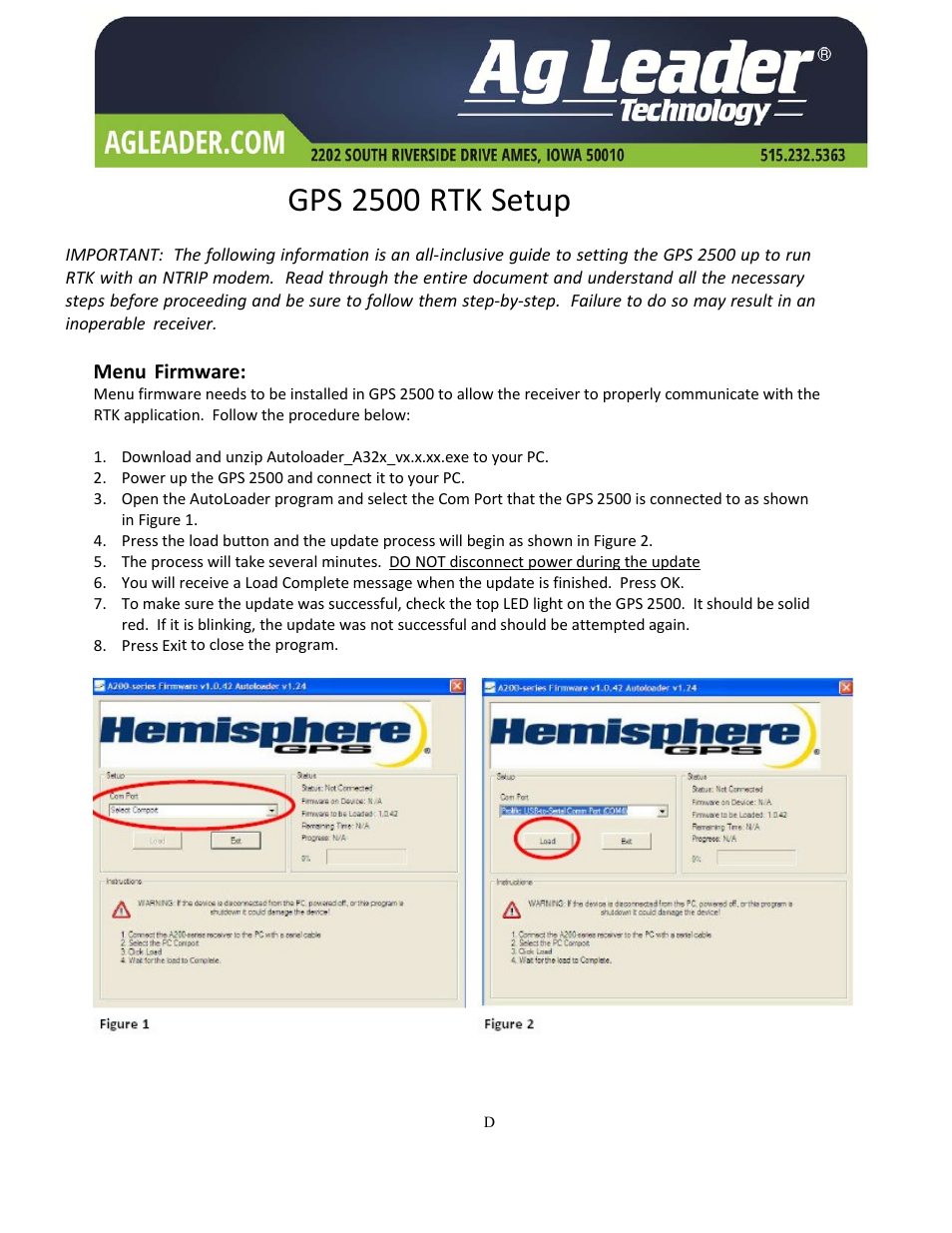 Ag Leader GPS 2500 Firmware Update Instructions User Manual | 6 pages