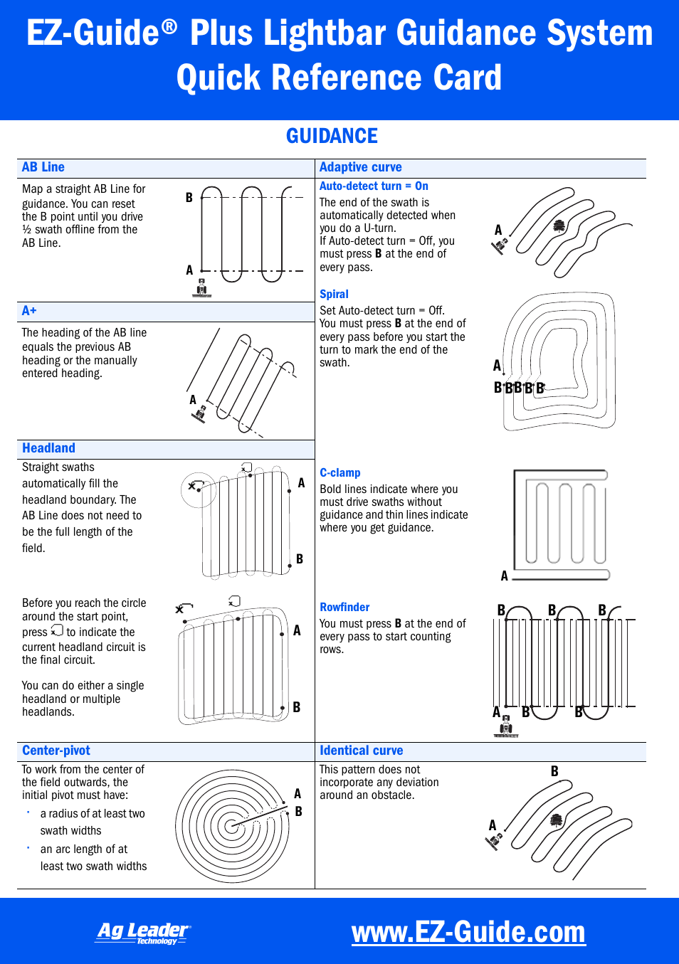 Guidance | Ag Leader EZ-Guide Plus Quick Reference Guide User Manual | Page 5 / 6