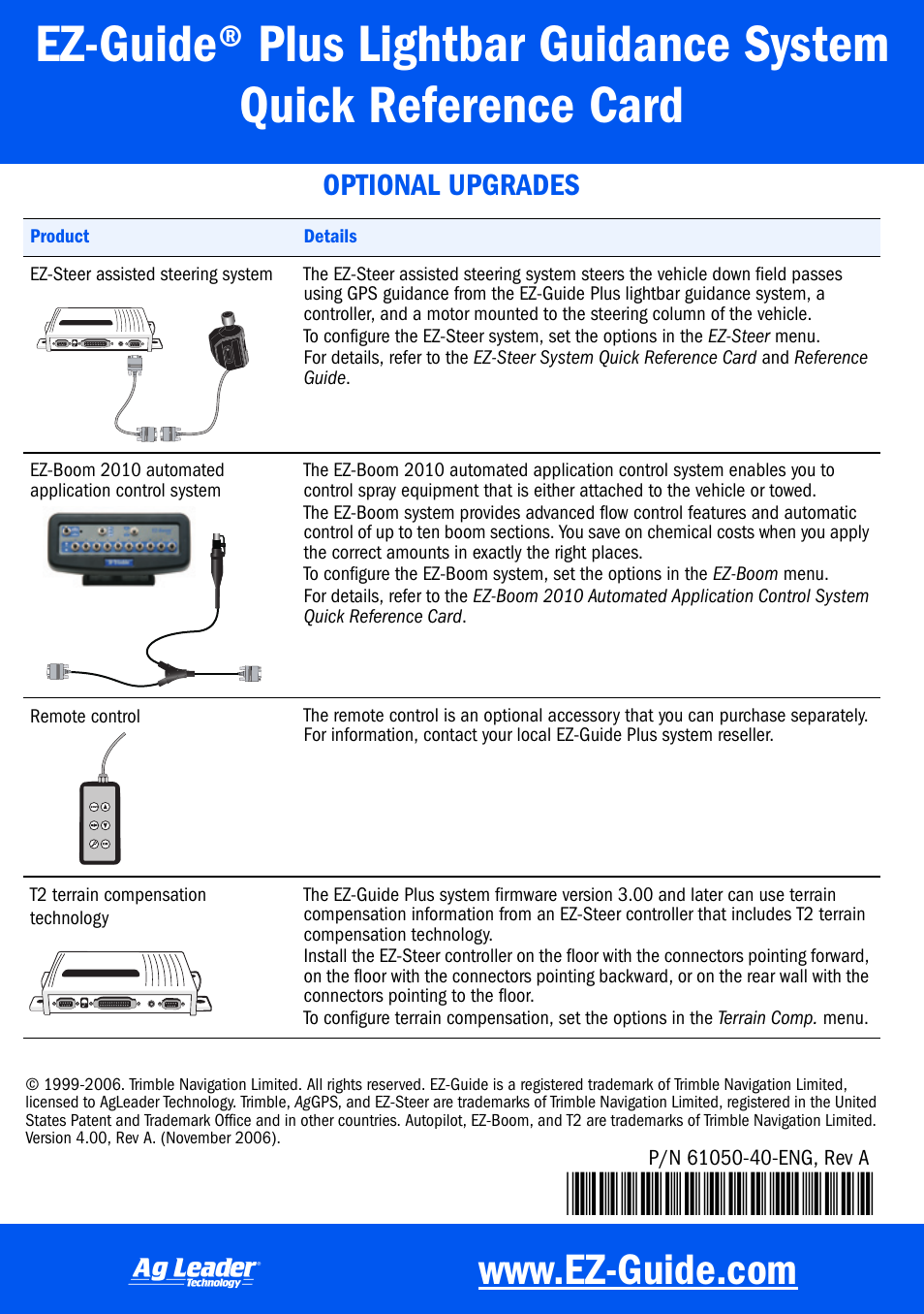 Ag Leader EZ-Guide Plus Quick Reference Guide User Manual | Page 6 / 6