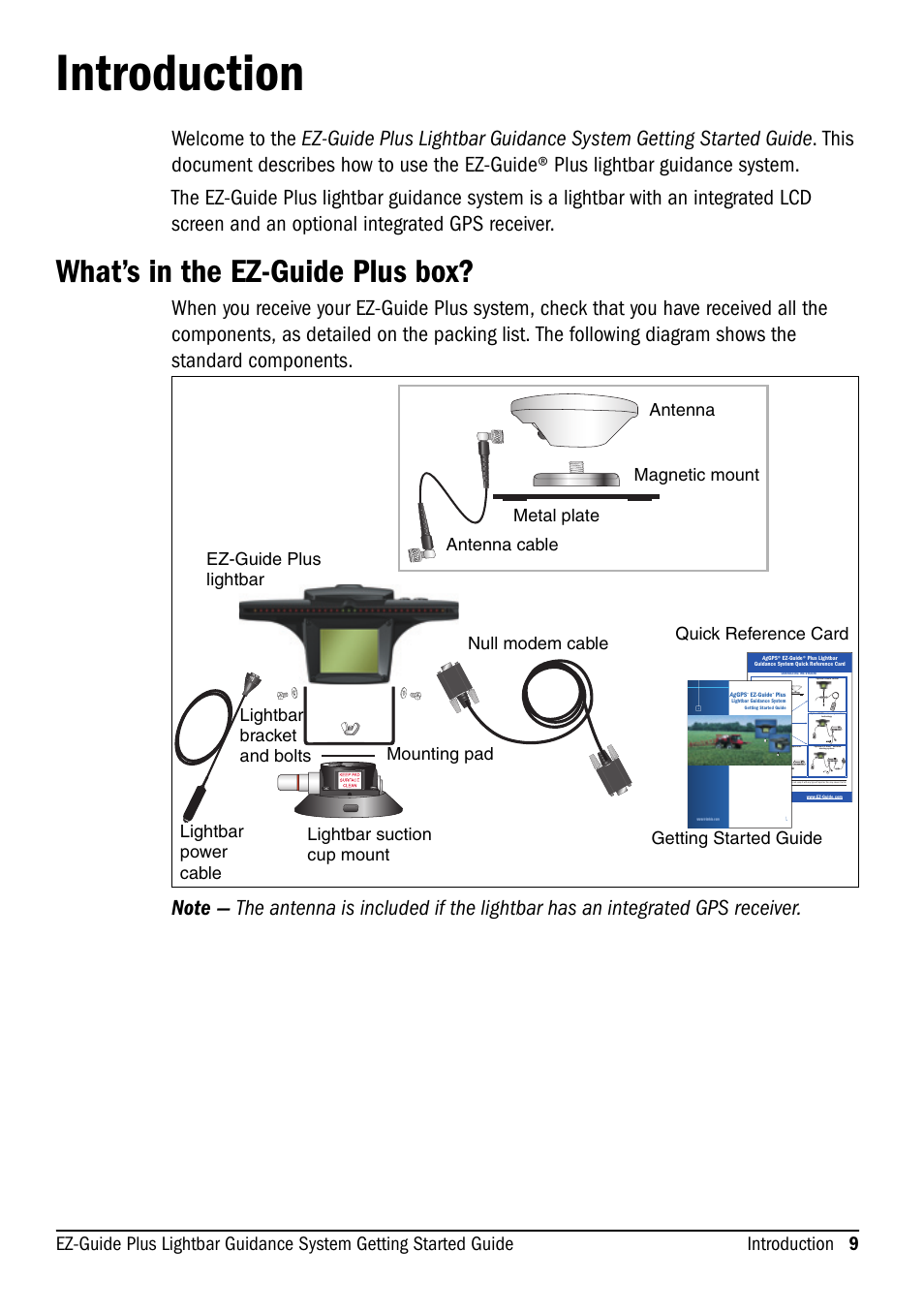 Introduction, What’s in the ez-guide plus box | Ag Leader EZ-Guide Plus Getting Started Guide User Manual | Page 11 / 68