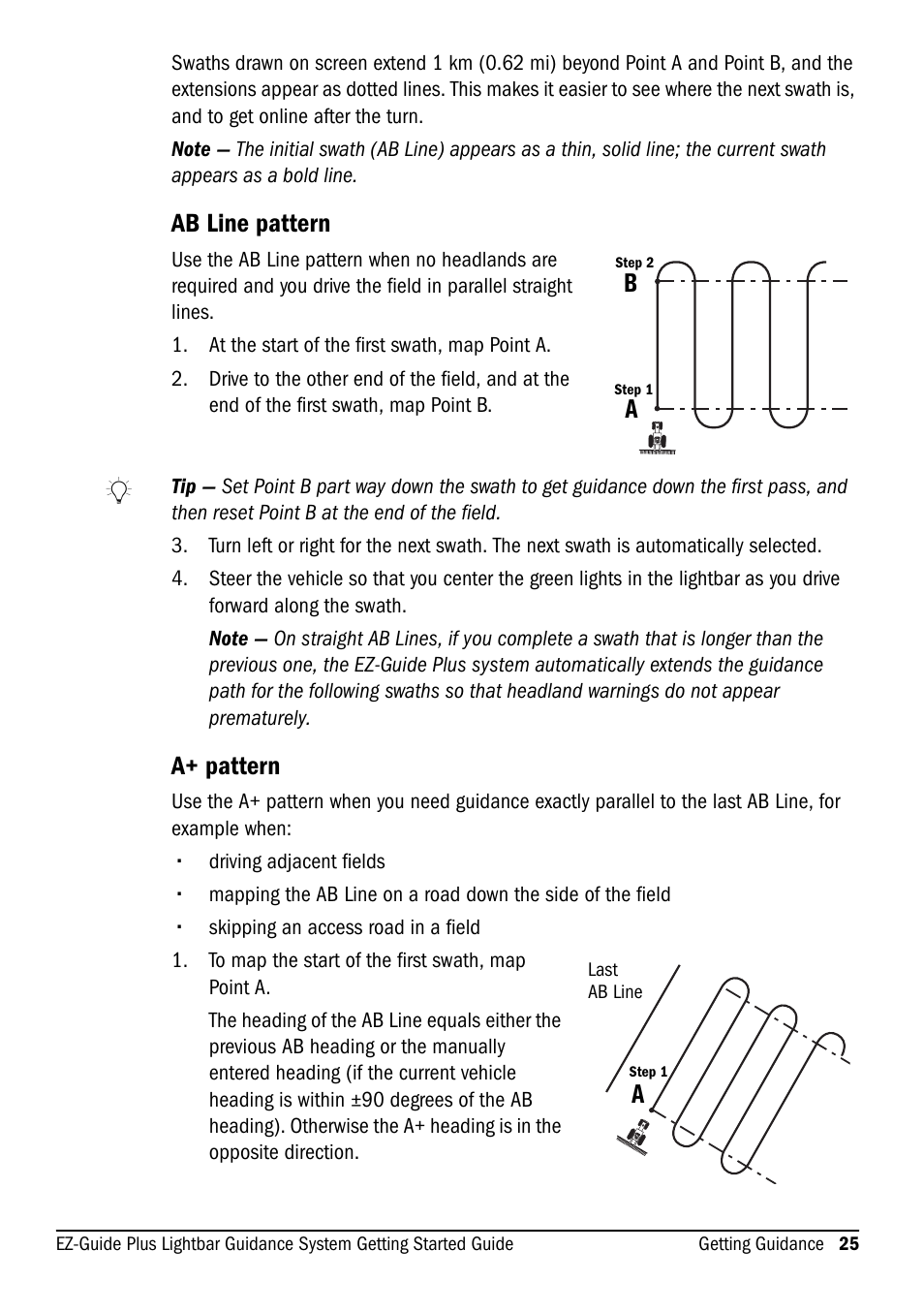 Ab line pattern, A+ pattern | Ag Leader EZ-Guide Plus Getting Started Guide User Manual | Page 27 / 68