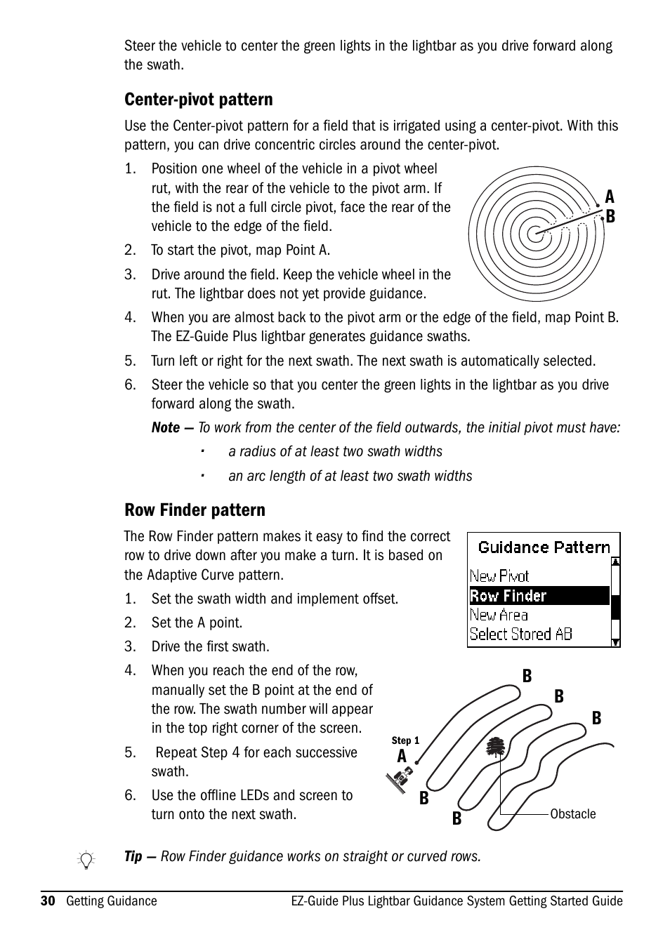 Center-pivot pattern, Row finder pattern, Ab a | Ag Leader EZ-Guide Plus Getting Started Guide User Manual | Page 32 / 68