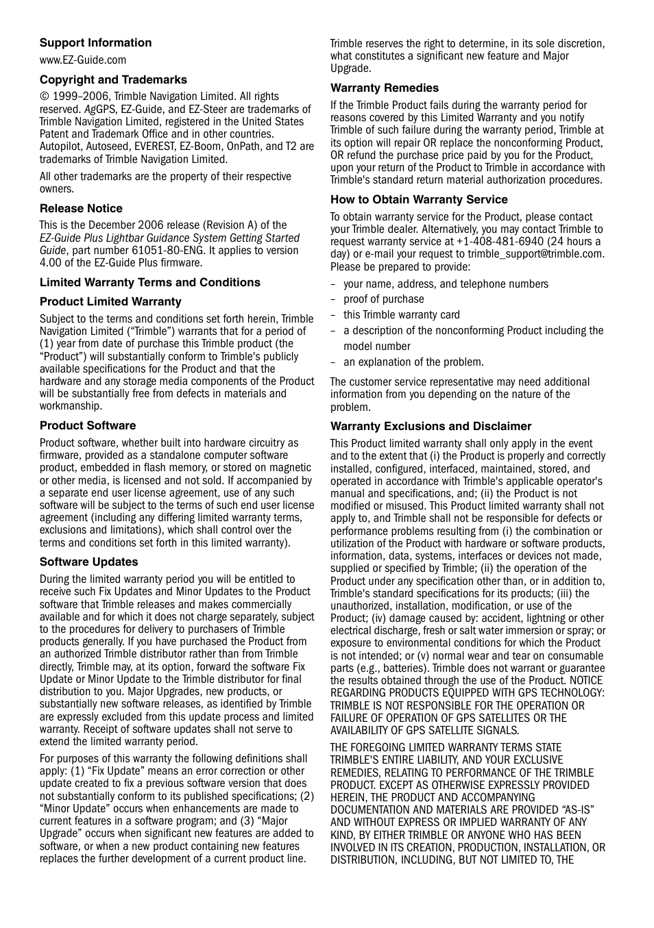Legal notices | Ag Leader EZ-Guide Plus Getting Started Guide User Manual | Page 4 / 68