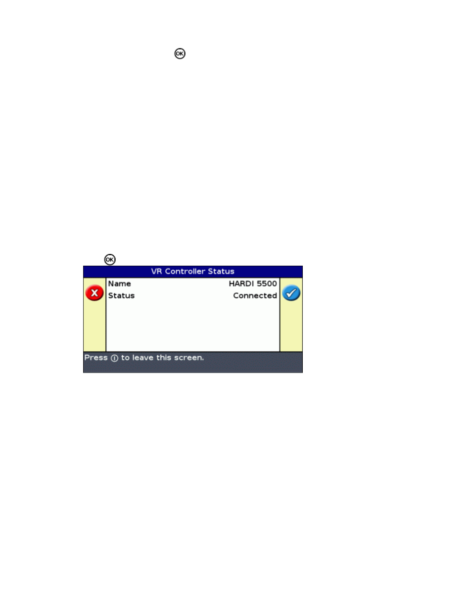 On-screen features with a hardi controller, On−screen features with a hardi controller | Ag Leader EZ-Guide 500 Variable Rate Getting Started Guide User Manual | Page 20 / 41