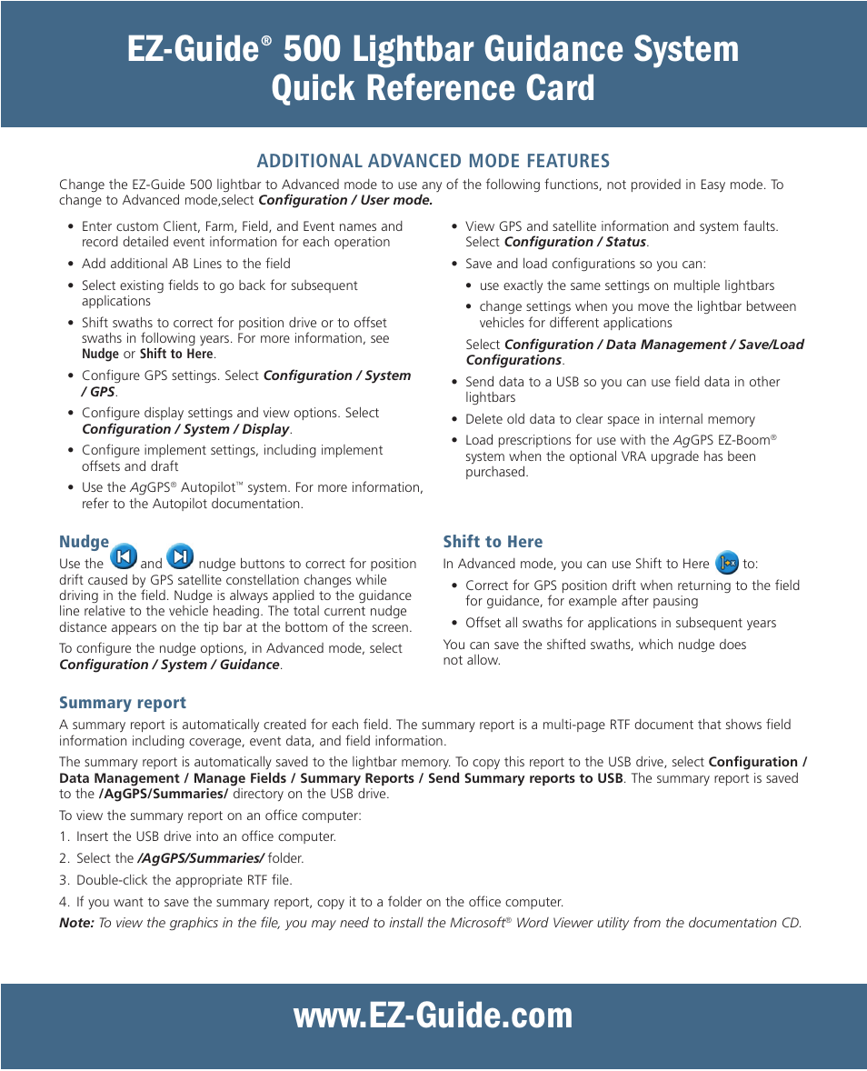 Ez-guide | Ag Leader EZ-Guide 500 Quick Reference Guide User Manual | Page 5 / 6