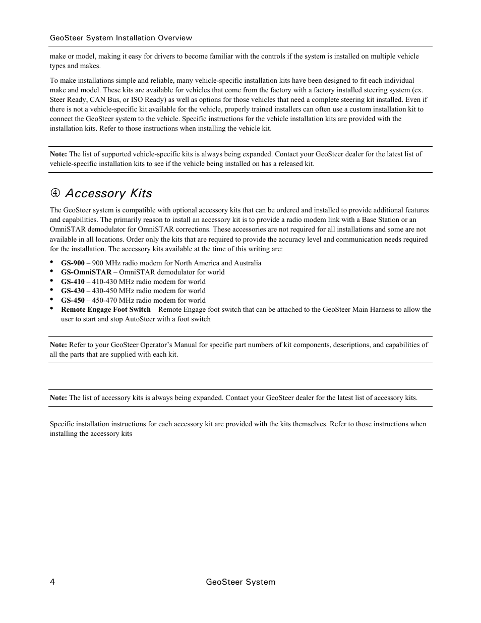 4accessory kits | Ag Leader GeoSteer Installation Manual User Manual | Page 14 / 58