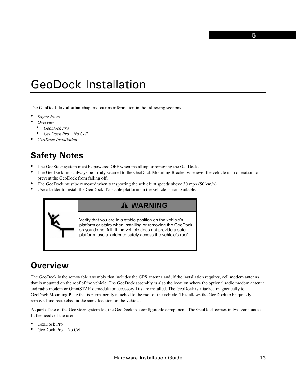 Geodock installation, Overview | Ag Leader GeoSteer Installation Manual User Manual | Page 23 / 58