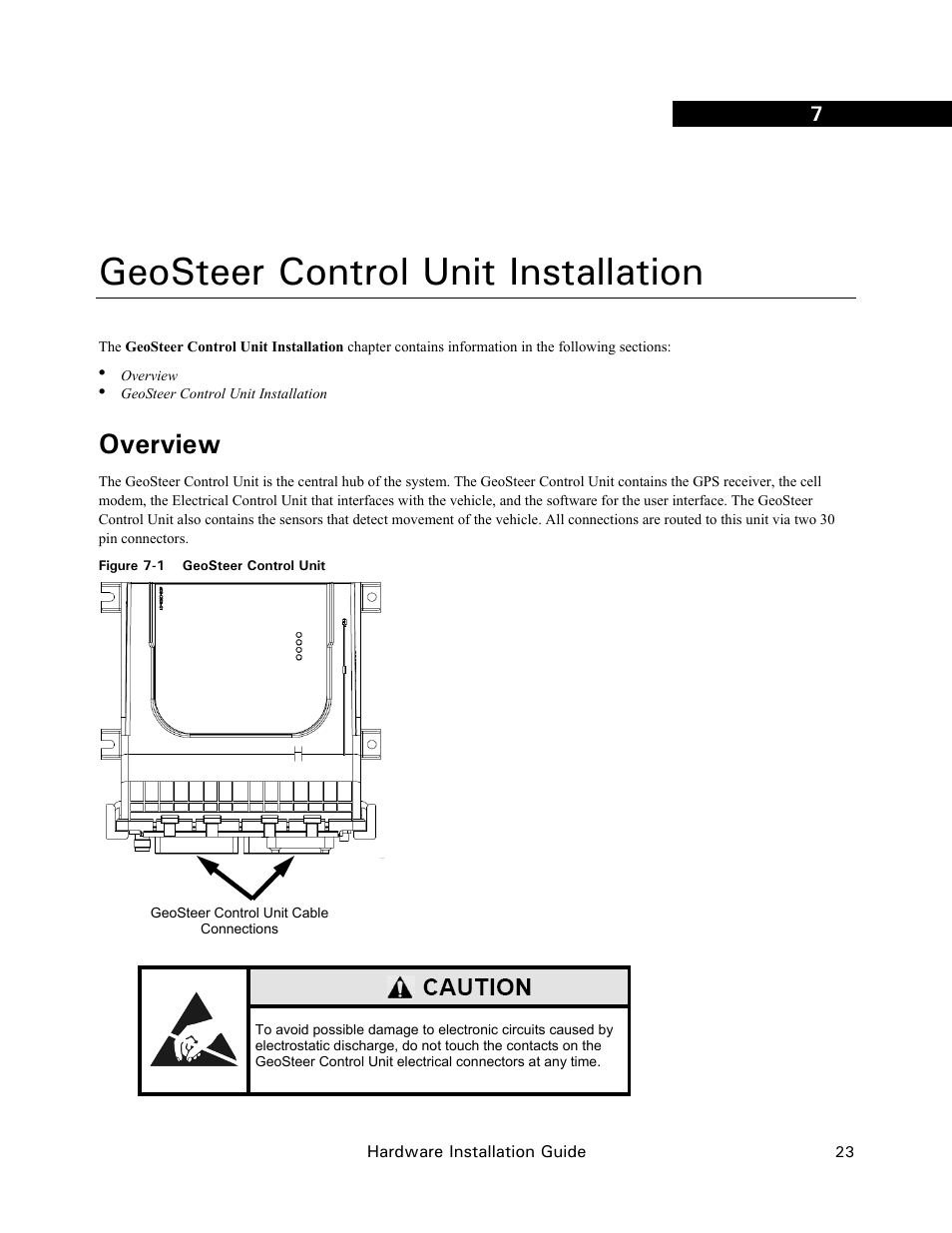 Geosteer control unit installation, Overview | Ag Leader GeoSteer Installation Manual User Manual | Page 33 / 58