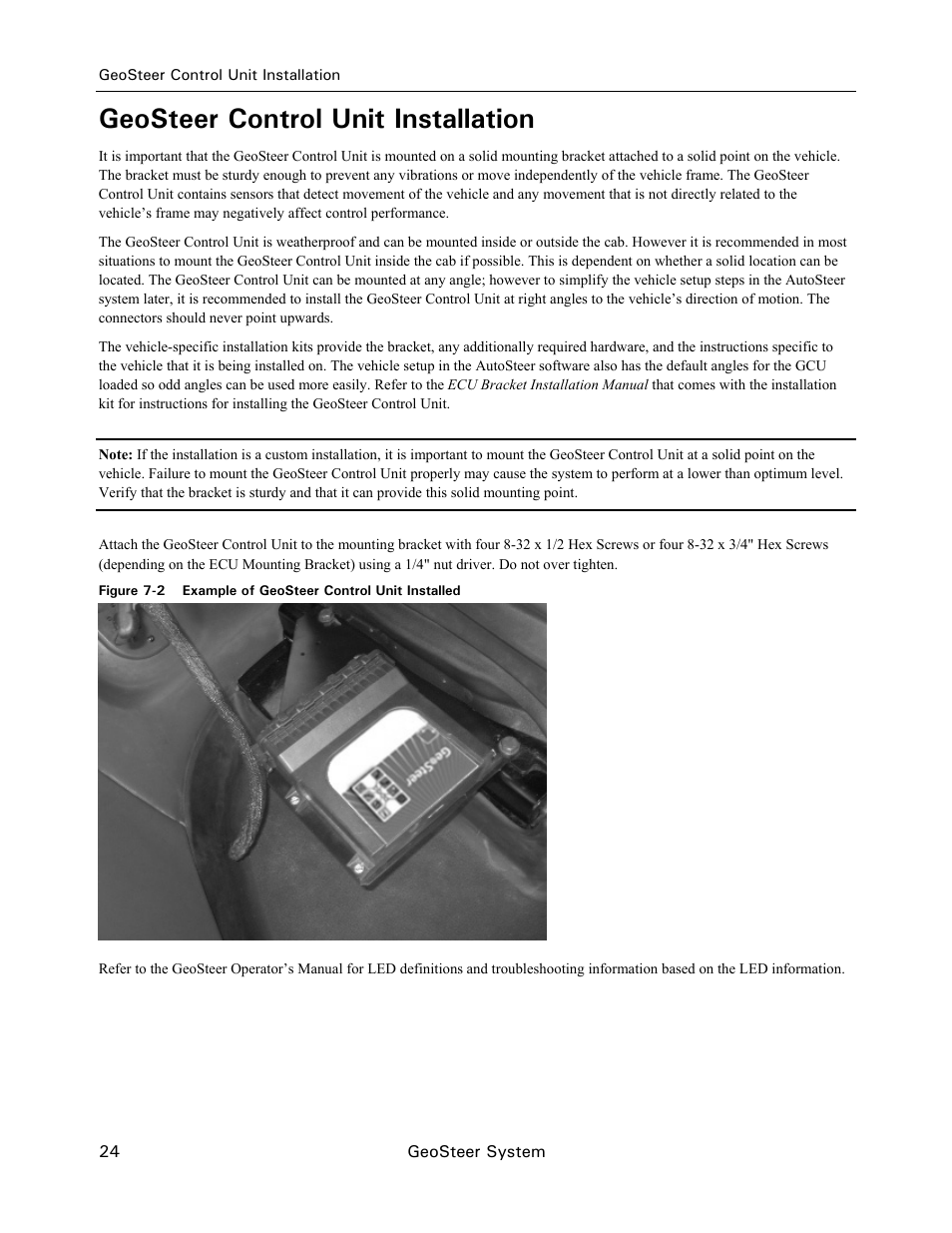 Geosteer control unit installation | Ag Leader GeoSteer Installation Manual User Manual | Page 34 / 58