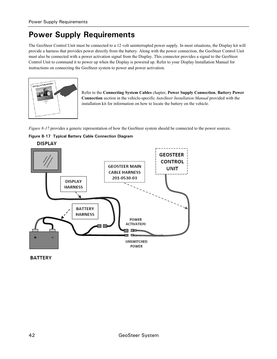 Power supply requirements | Ag Leader GeoSteer Installation Manual User Manual | Page 52 / 58