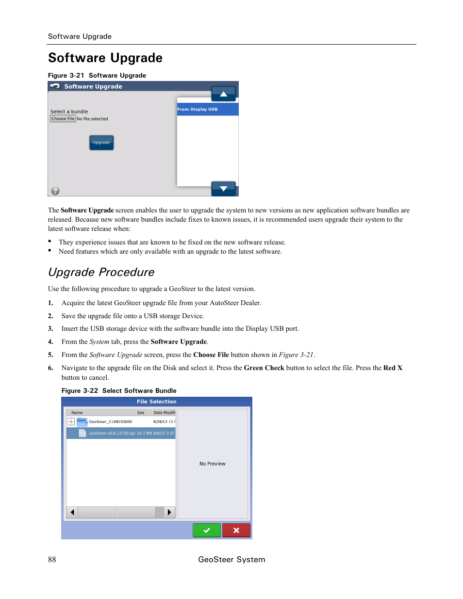 Software upgrade, Upgrade procedure | Ag Leader GeoSteer Operation Manual User Manual | Page 102 / 157