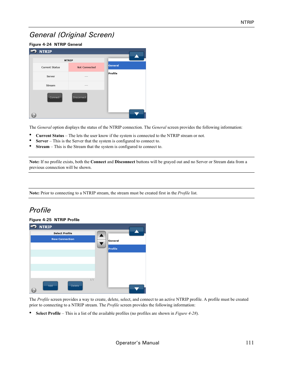 General (original screen), Profile | Ag Leader GeoSteer Operation Manual User Manual | Page 125 / 157
