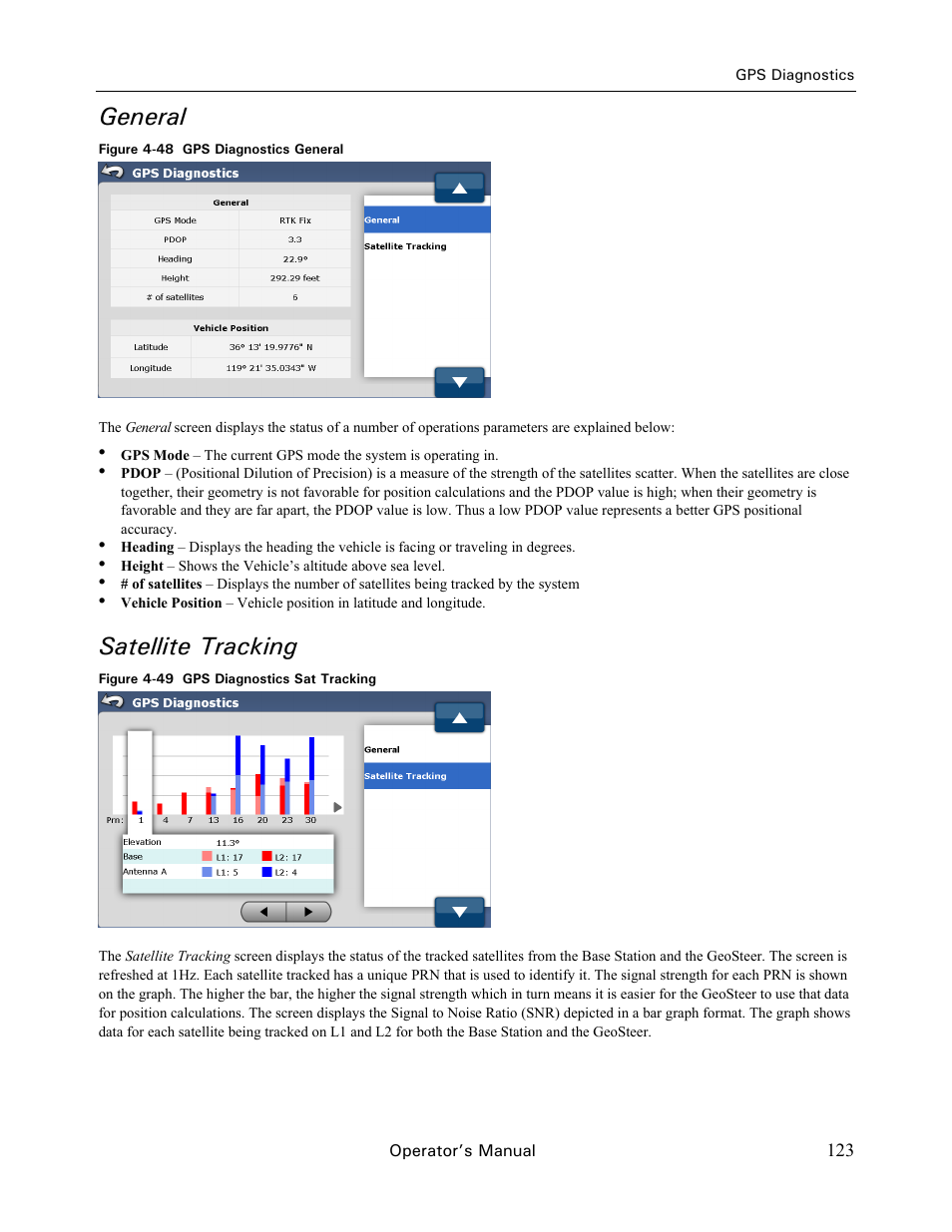 General, Satellite tracking | Ag Leader GeoSteer Operation Manual User Manual | Page 137 / 157