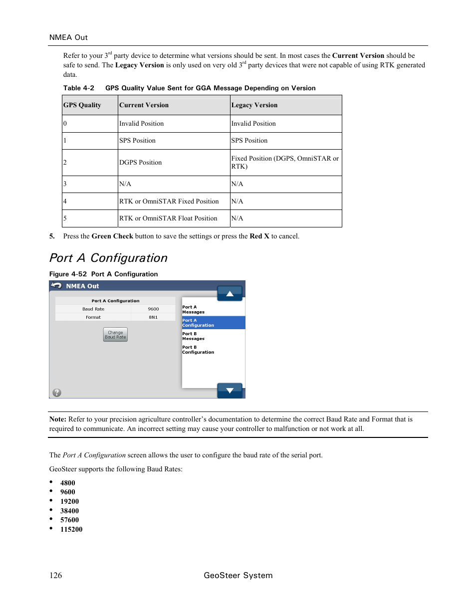 Port a configuration | Ag Leader GeoSteer Operation Manual User Manual | Page 140 / 157