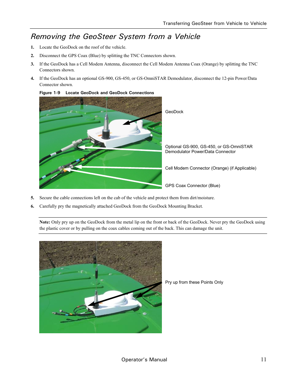 Removing the geosteer system from a vehicle | Ag Leader GeoSteer Operation Manual User Manual | Page 25 / 157