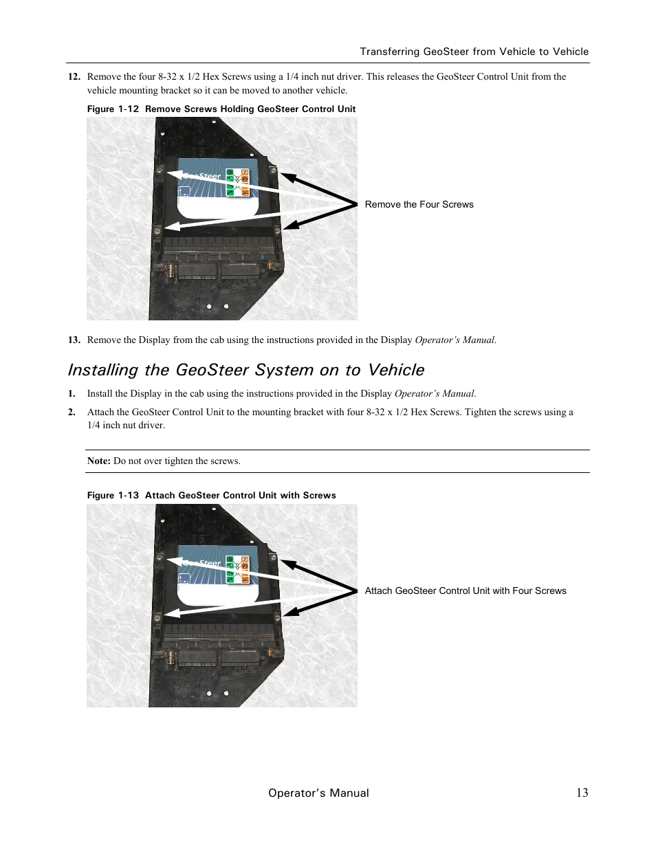 Installing the geosteer system on to vehicle | Ag Leader GeoSteer Operation Manual User Manual | Page 27 / 157