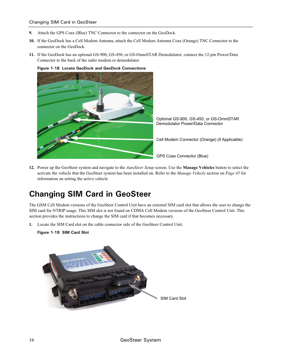 Changing sim card in geosteer | Ag Leader GeoSteer Operation Manual User Manual | Page 30 / 157