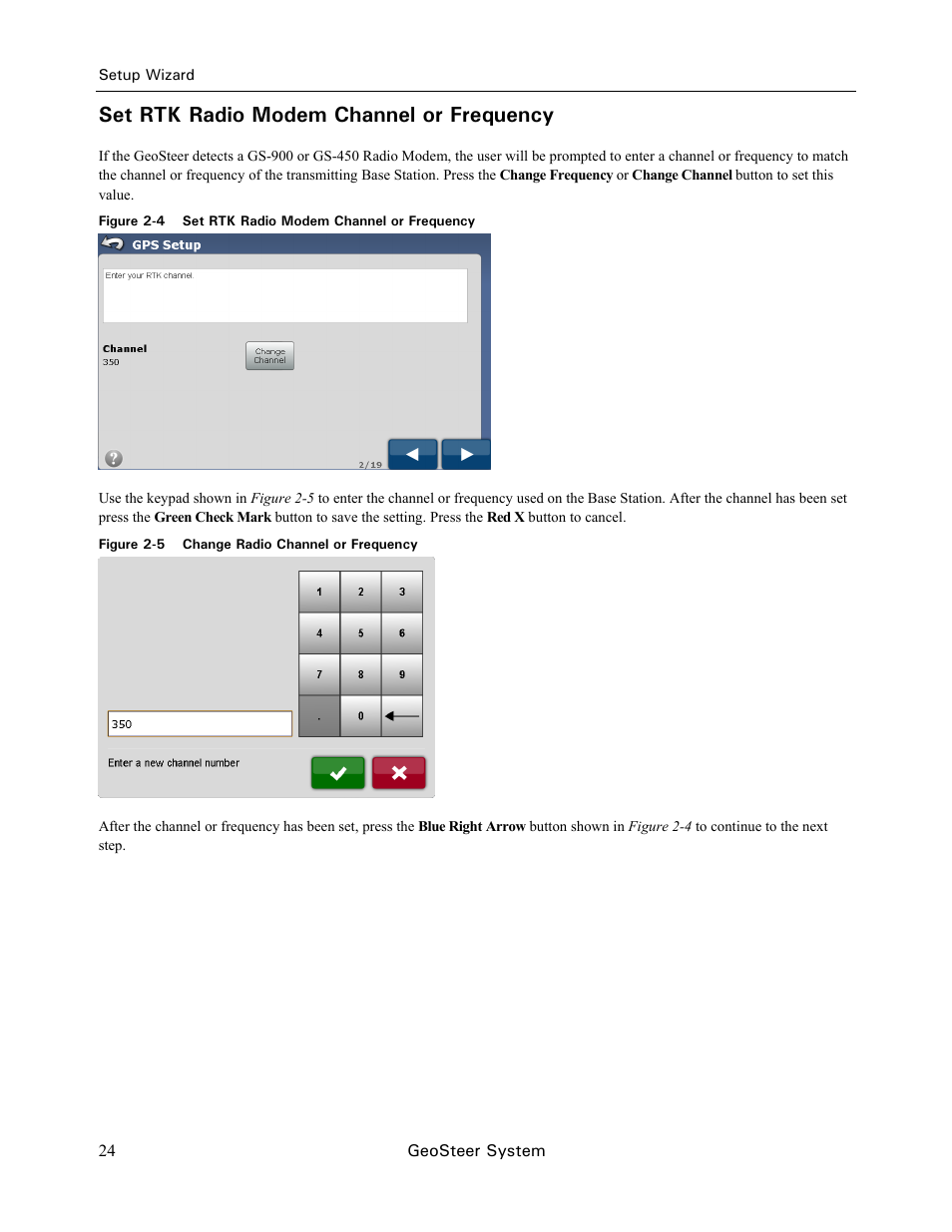 Set rtk radio modem channel or frequency | Ag Leader GeoSteer Operation Manual User Manual | Page 38 / 157