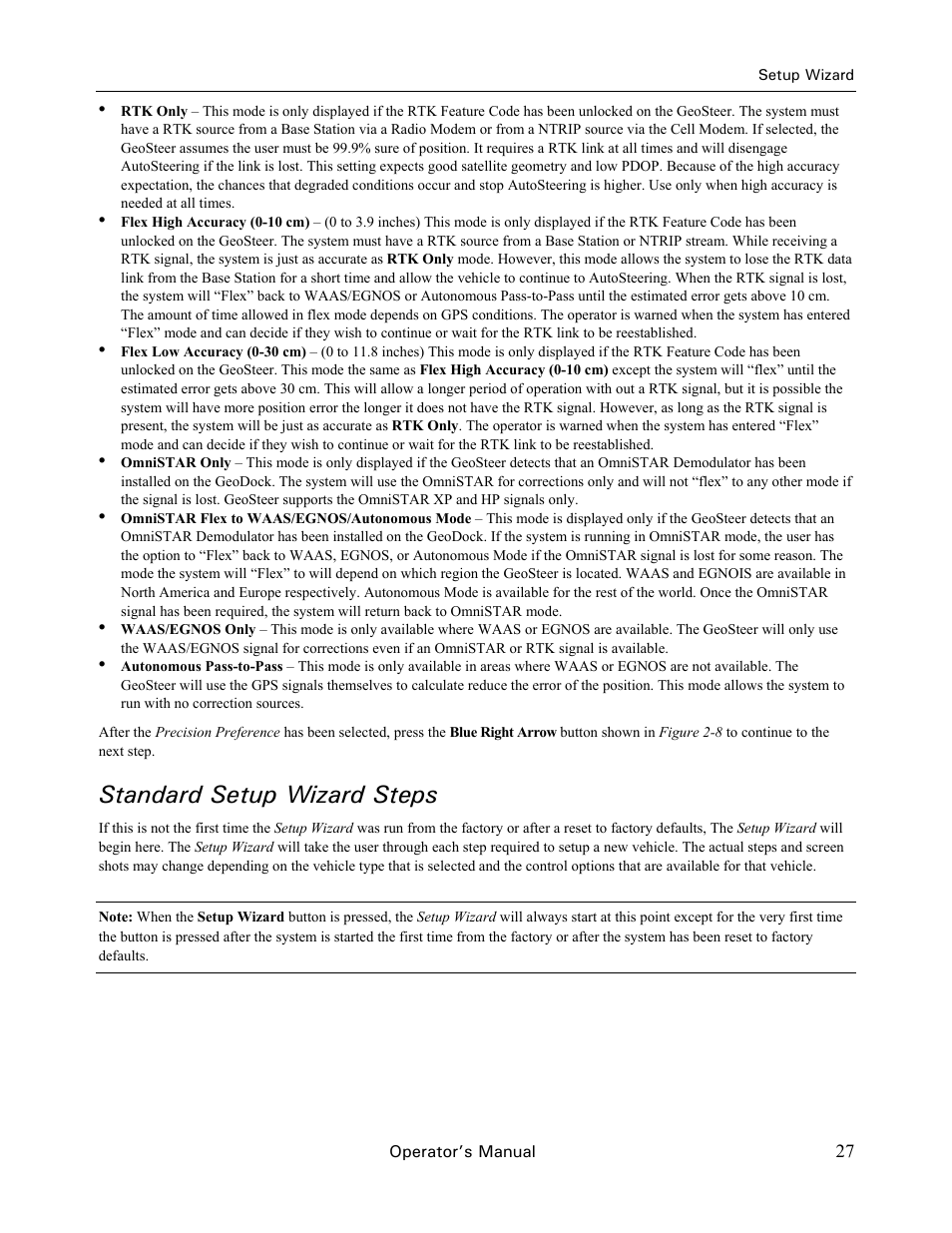 Standard setup wizard steps | Ag Leader GeoSteer Operation Manual User Manual | Page 41 / 157