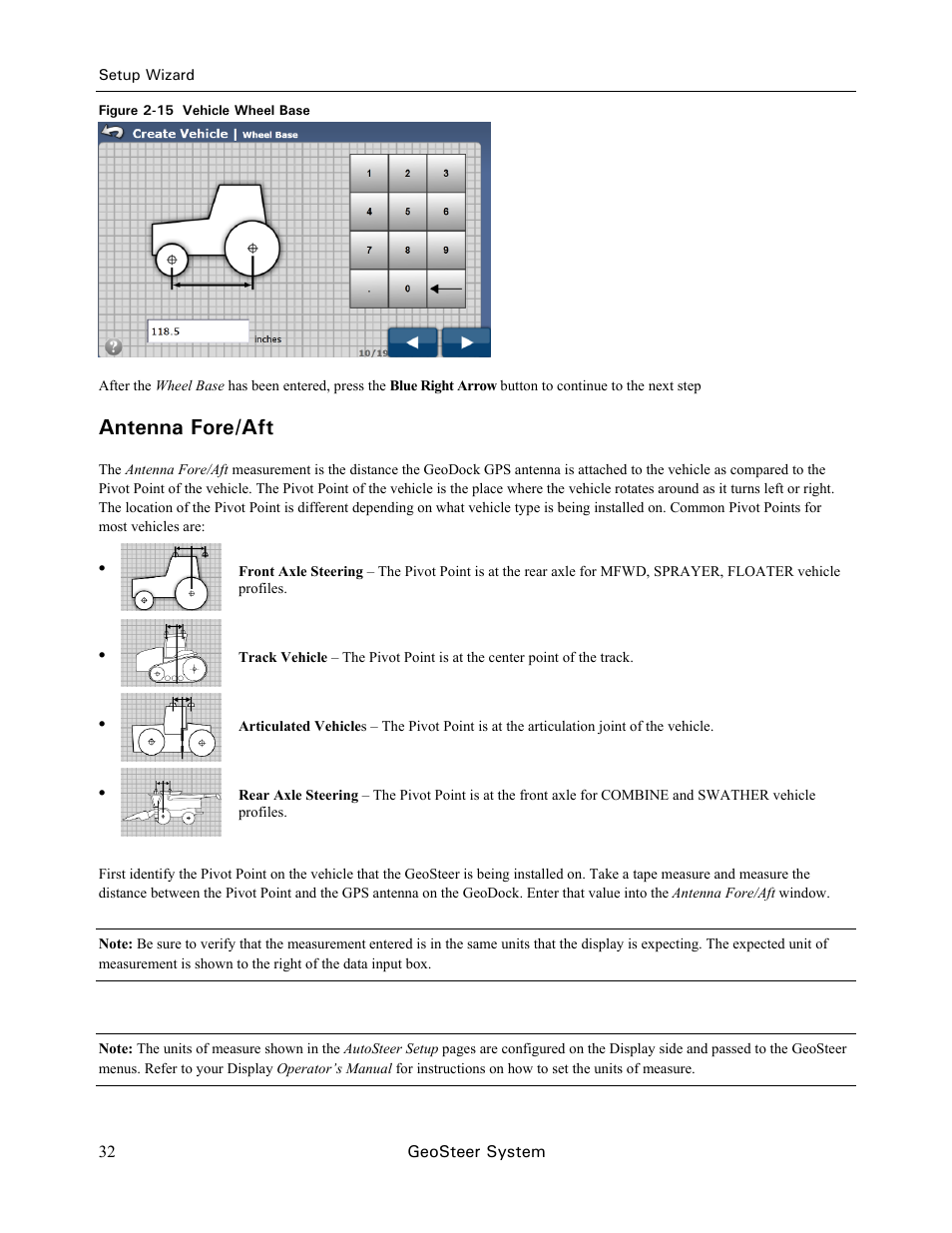 Antenna fore/aft | Ag Leader GeoSteer Operation Manual User Manual | Page 46 / 157