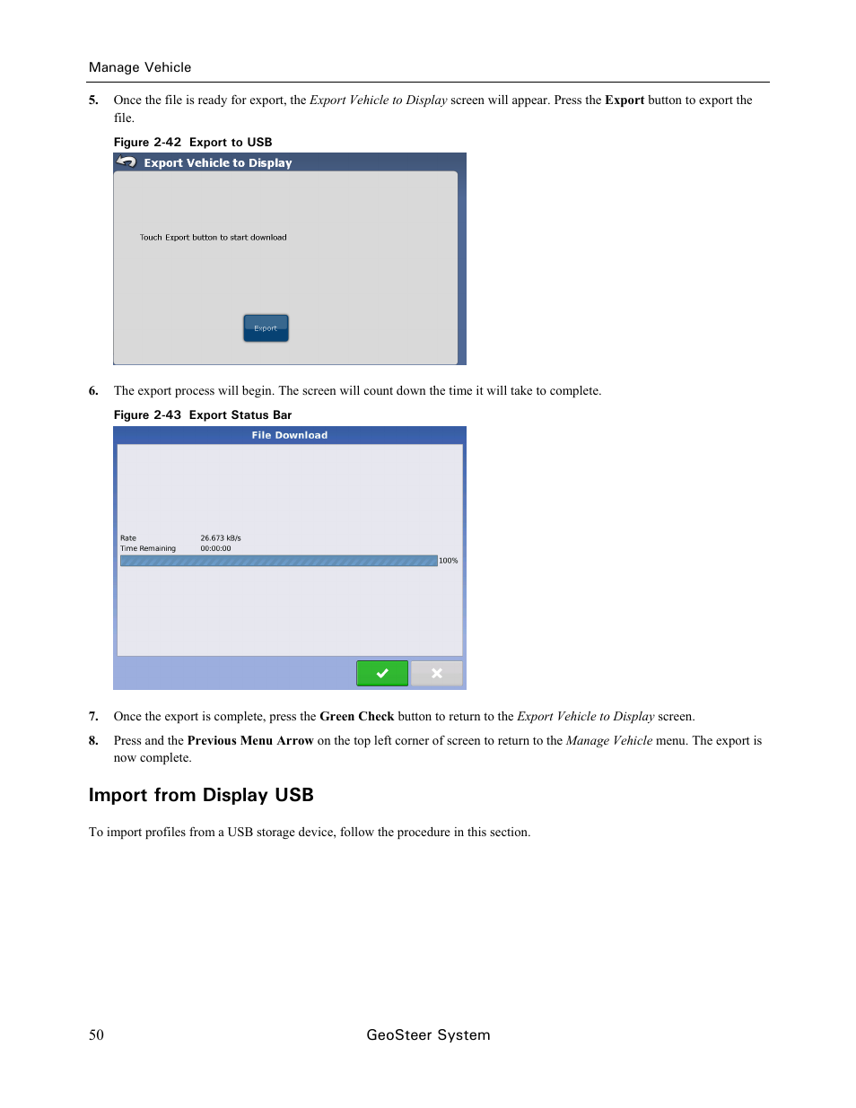 Import from display usb | Ag Leader GeoSteer Operation Manual User Manual | Page 64 / 157