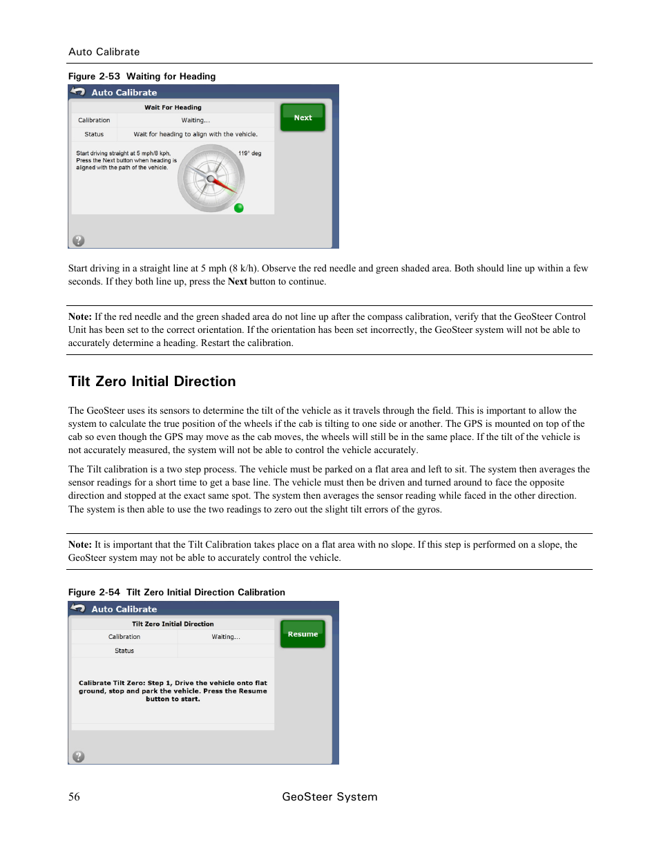 Tilt zero initial direction | Ag Leader GeoSteer Operation Manual User Manual | Page 70 / 157