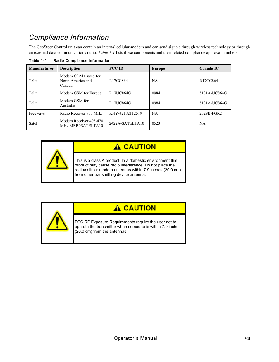 Compliance information | Ag Leader GeoSteer Operation Manual User Manual | Page 9 / 157