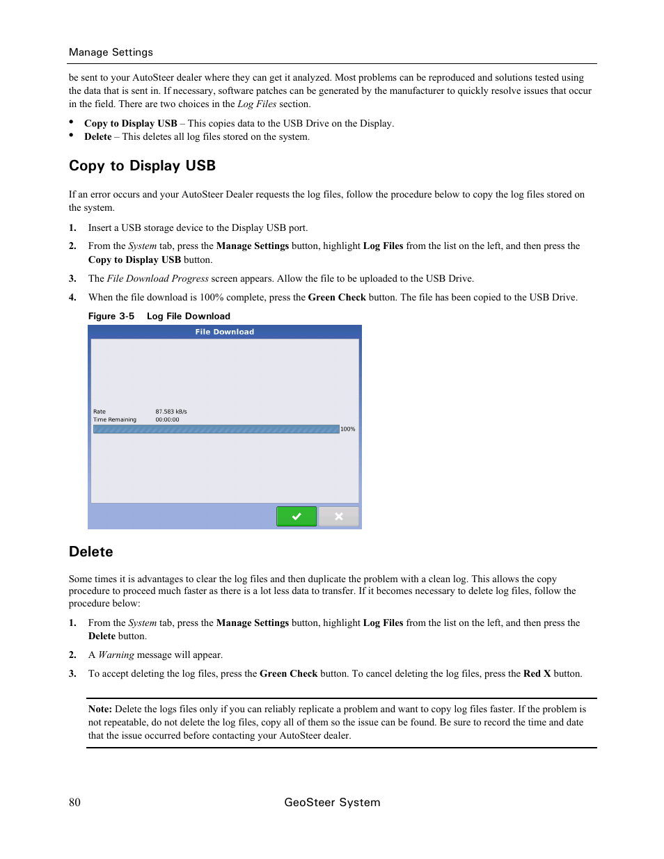 Copy to display usb, Delete | Ag Leader GeoSteer Operation Manual User Manual | Page 94 / 157