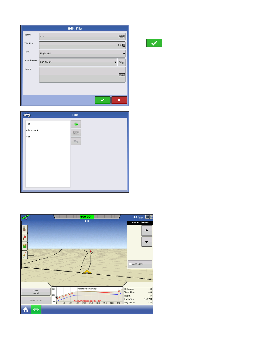 Start depth message, Tart, Epth | Essage | Ag Leader Intellislope Ver.5.2 Operation Manual User Manual | Page 30 / 46