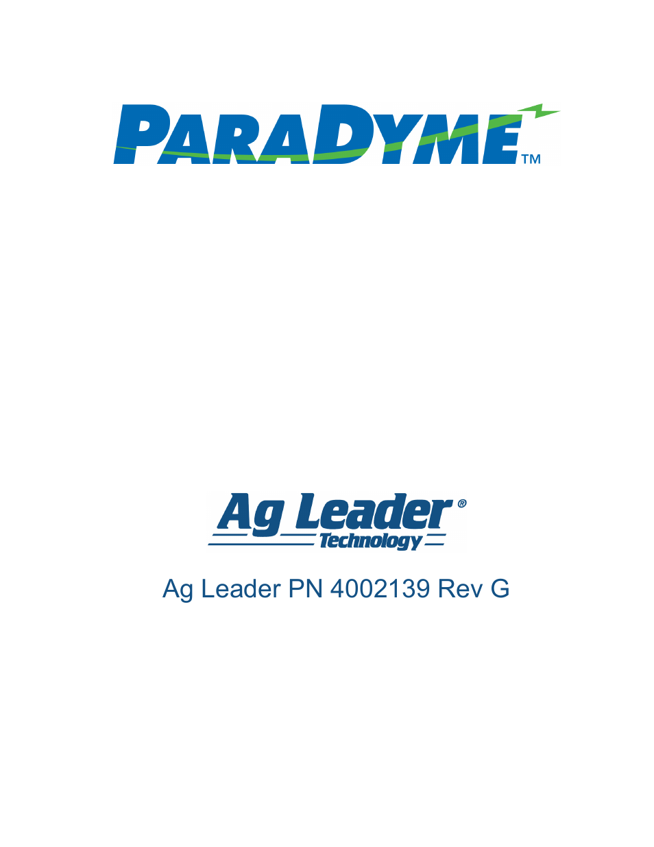 Ag Leader ParaDyme Operation Guide User Manual | 66 pages