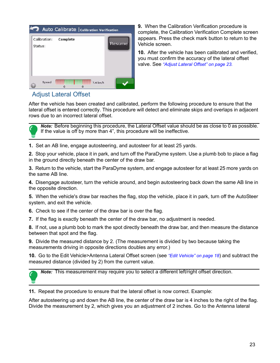 Adjust lateral offset | Ag Leader ParaDyme Operation Guide User Manual | Page 25 / 66