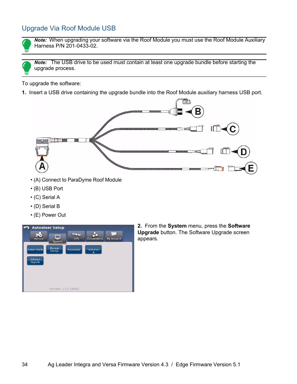 Upgrade via roof module usb | Ag Leader ParaDyme Operation Guide User Manual | Page 36 / 66