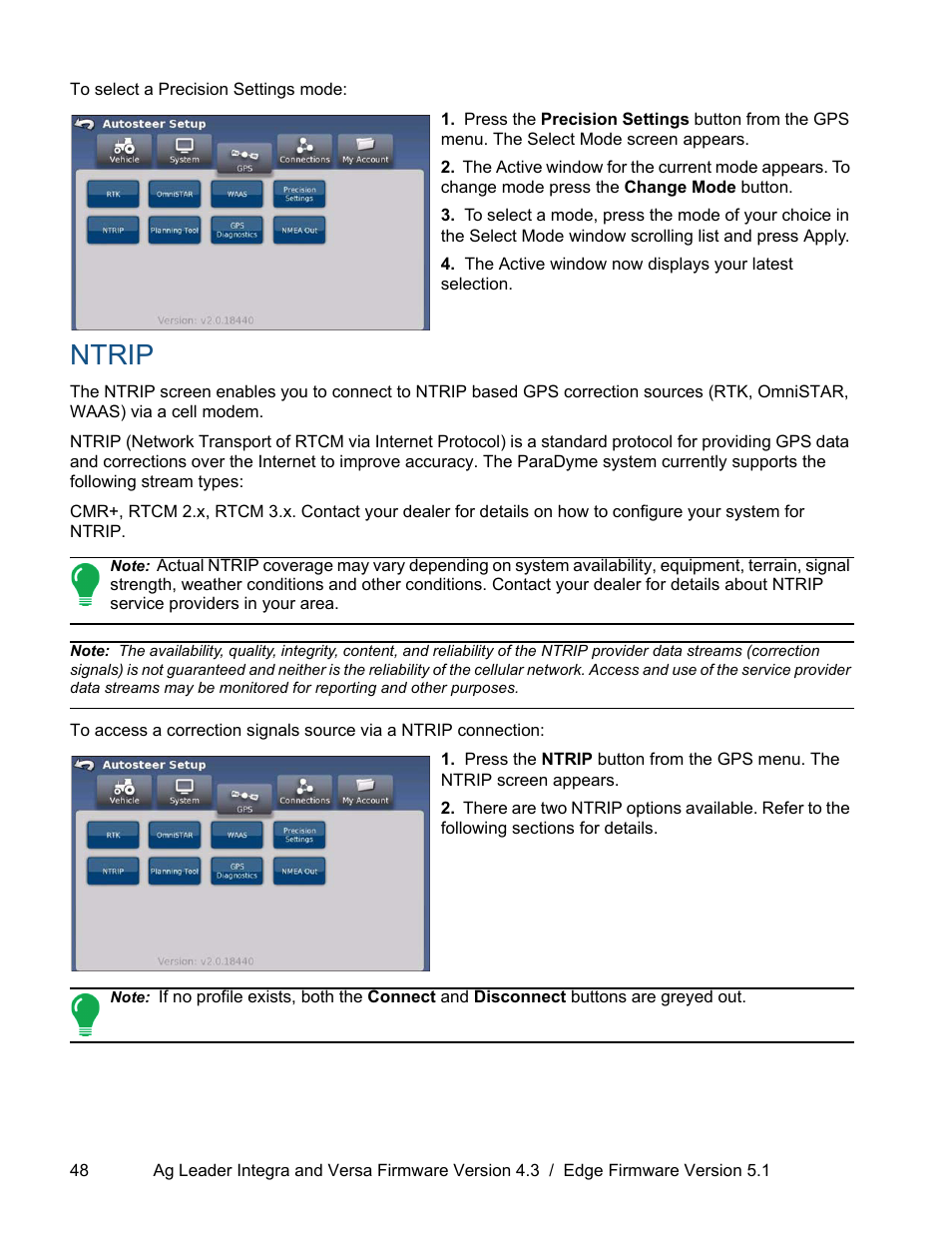 Ntrip | Ag Leader ParaDyme Operation Guide User Manual | Page 50 / 66