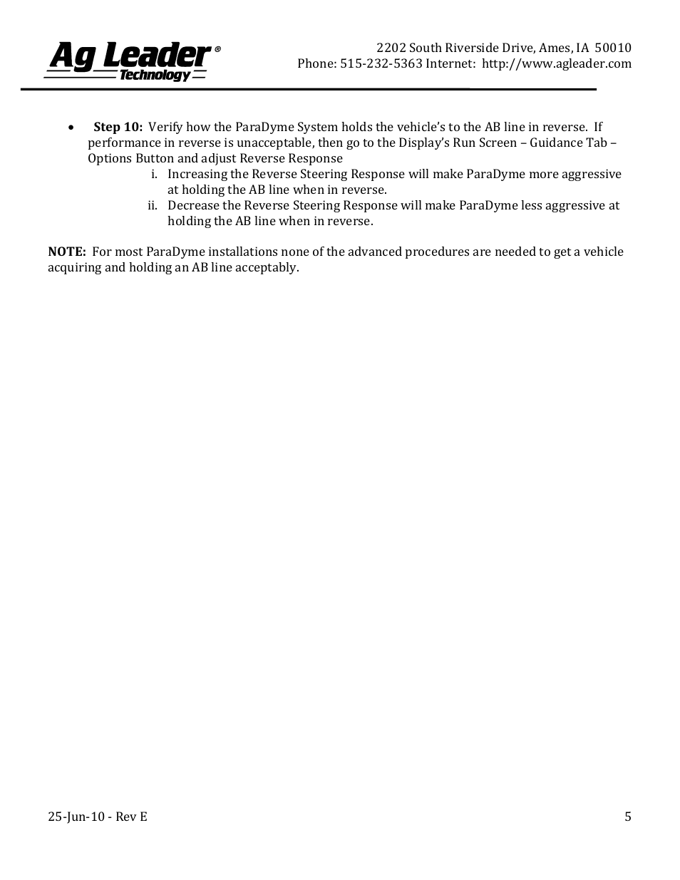 Ag Leader ParaDyme Setup and Advanced Tuning Guide User Manual | Page 5 / 30
